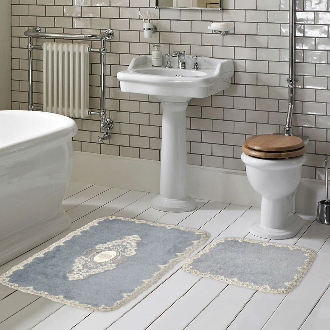 Set covorase de baie, L'essentiel Maison, Selonya D, Gri - imagine 5